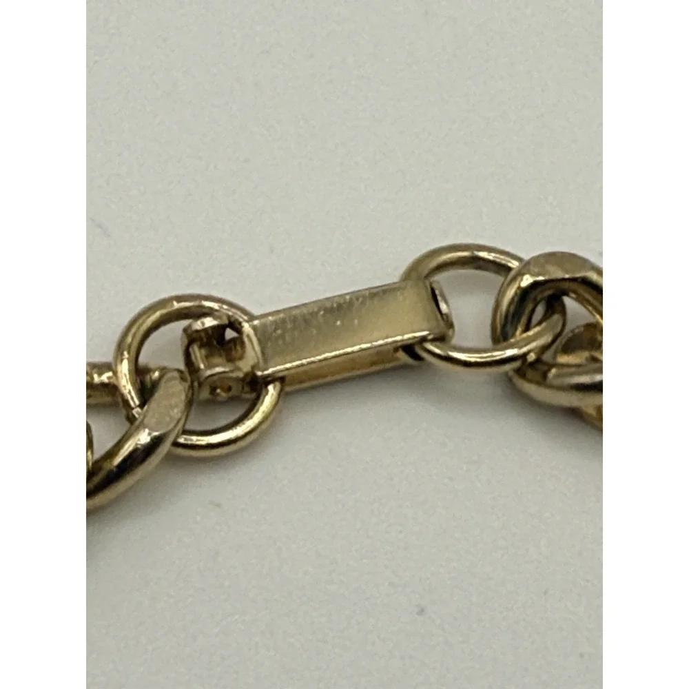 Vintage Gold Tone Link Bracelet Disc Round Dangle Engravable